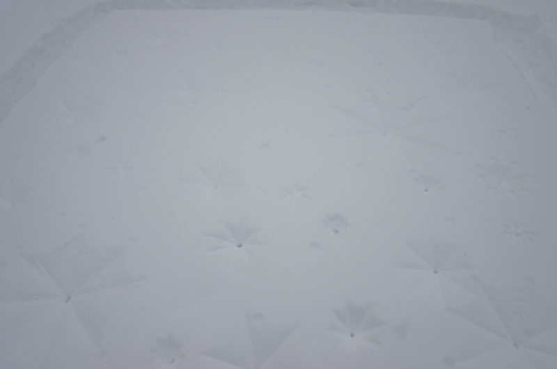 他参加者による雪庭。傘を使った造形が美しい。